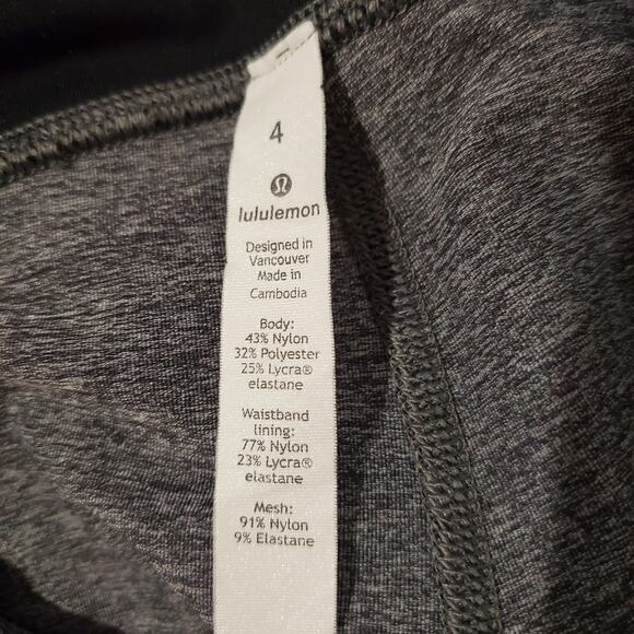 Lululemon Pace Rival Crop 22" Heathered Gray Black Leggings Womens 4 Activewear - Picture 12 of 13